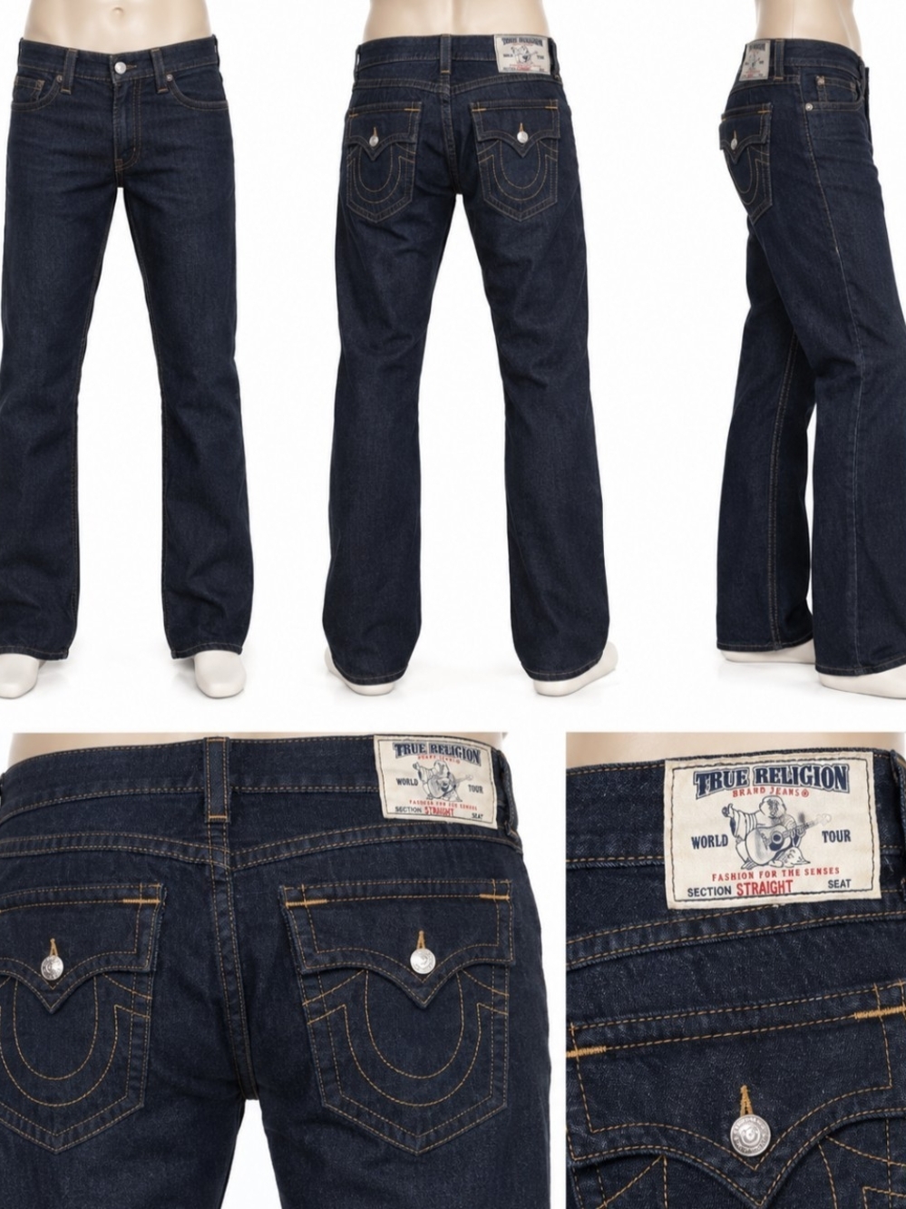 True Religion Men's Dark Indigo Straight Jeans